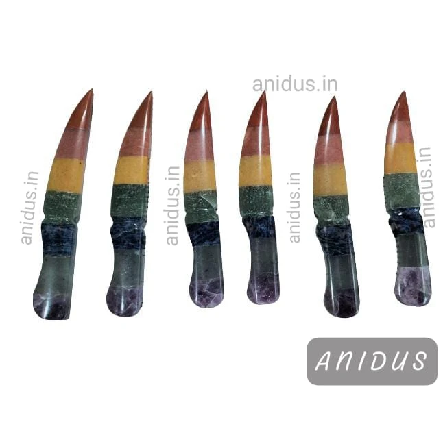 HAND CRAFTED 7 CHAKRA MIX STONE KNIFE
